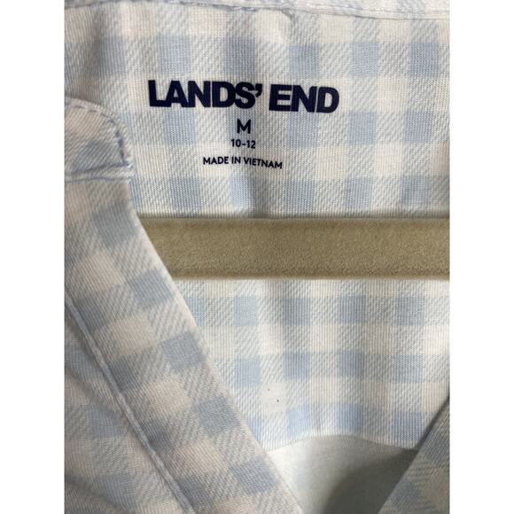 Lands End Shirt Womens Medium 10-12 NEW Blue White Gingham Long Sleeve Blouse - Picture 4 of 7
